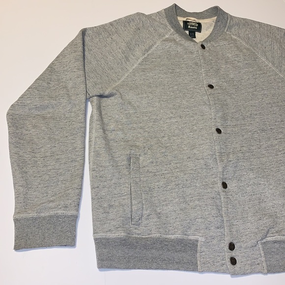 Roots Canada Grey Thick Jersey Cotton Sweater Jacket - Women’s Size XL - Picture 3 of 10